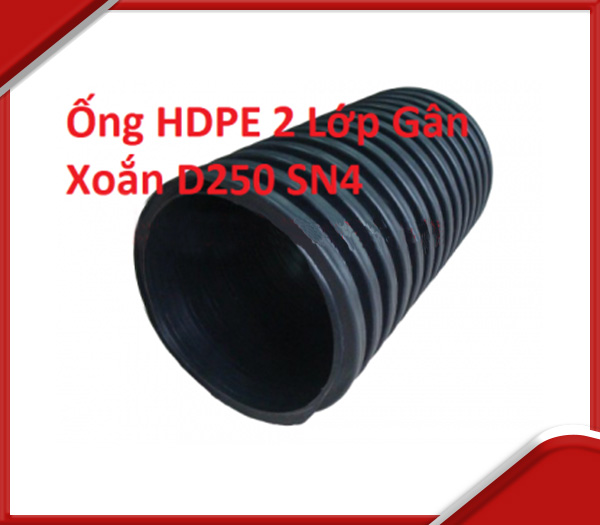 Ống HDPE 2 lớp gân xoắn D250