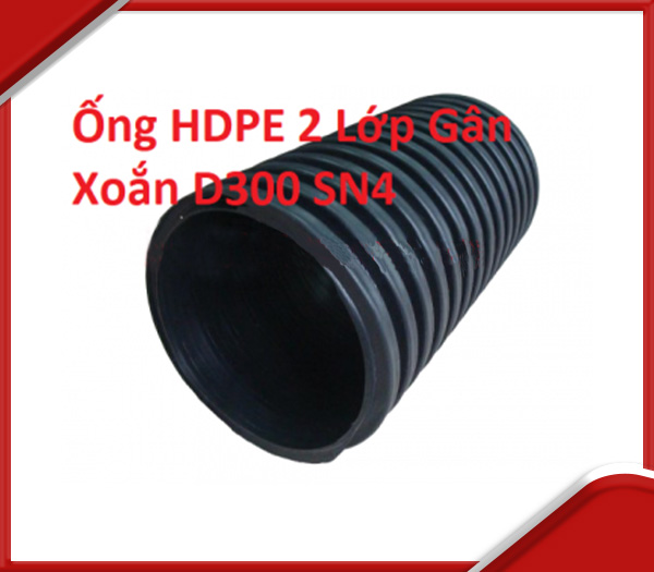 Ống HDPE 2 lớp gân xoắn D300