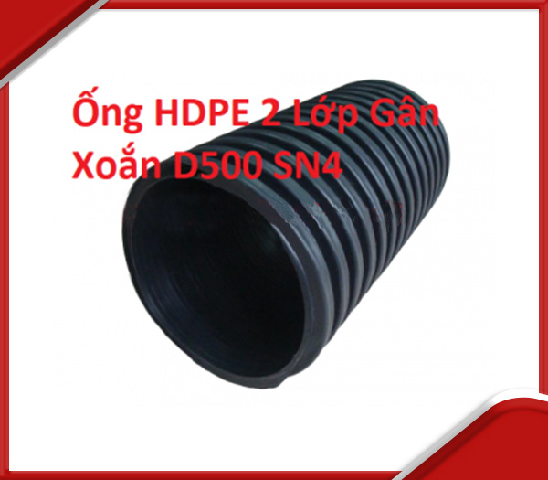 Ống HDPE 2 lớp gân xoắn D500